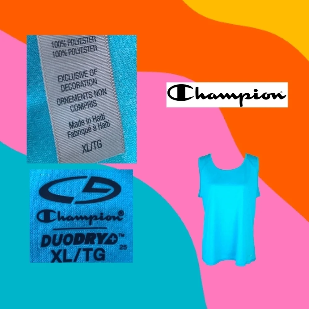 Champion Workout Tank Top Duo Dry Tee in Aqua Blue, XL